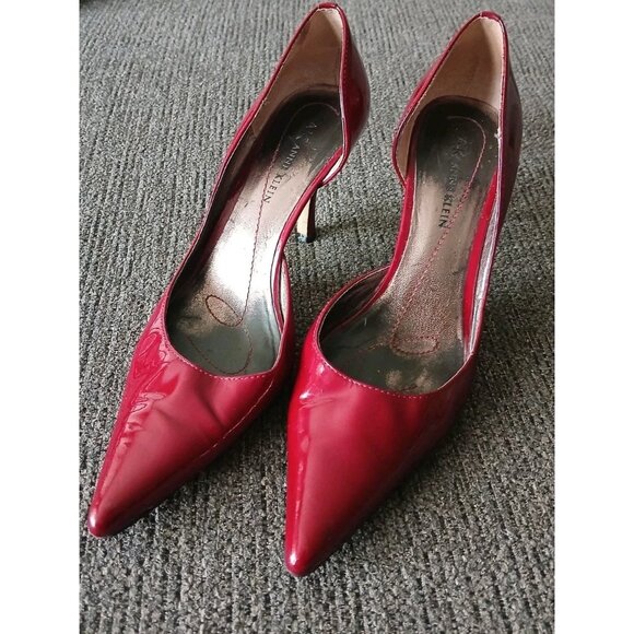Anne Klein Womens 6.5 Dark Ruby Red Pointed toe D'orsay Stiletto Heels Classic - Picture 2 of 7